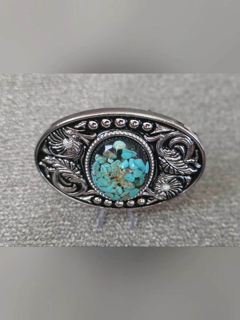 New beautiful Silver Oval Turquoise Color Stone Belt Buckle